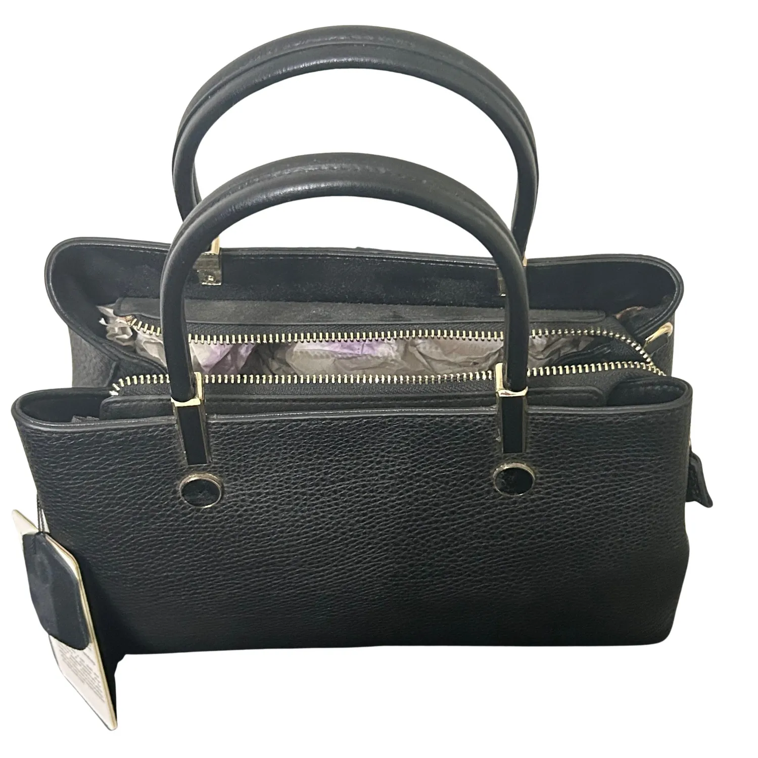Leather Tote Bag with Black/Gold Detail