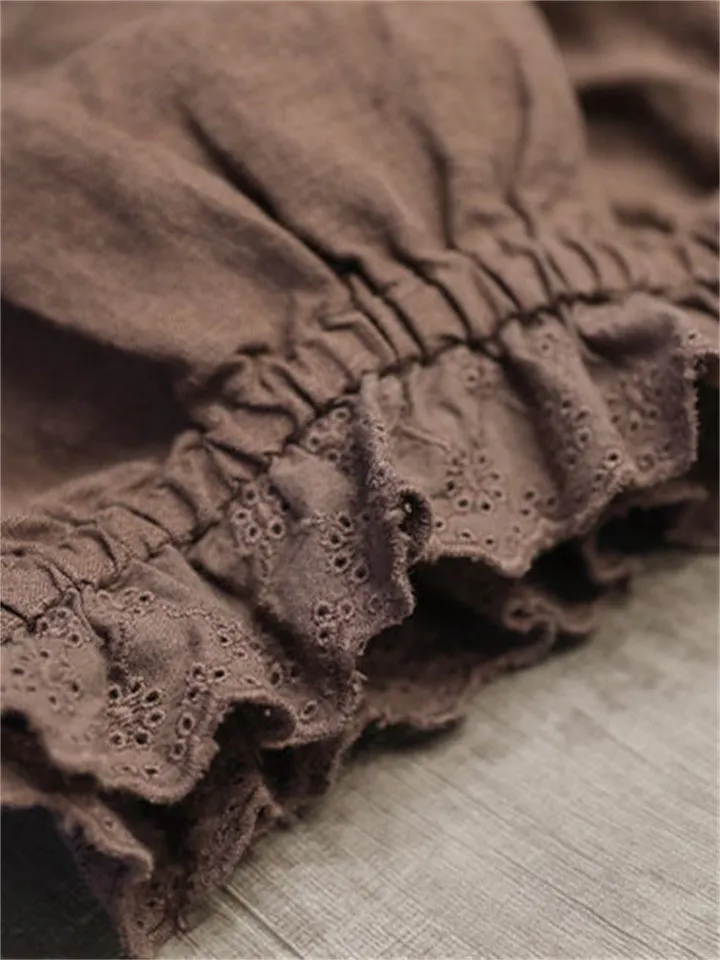 Leisure Autumn Pleated Linen Harem Pants for Women