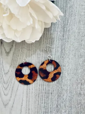 Leopard Wooden Earrings