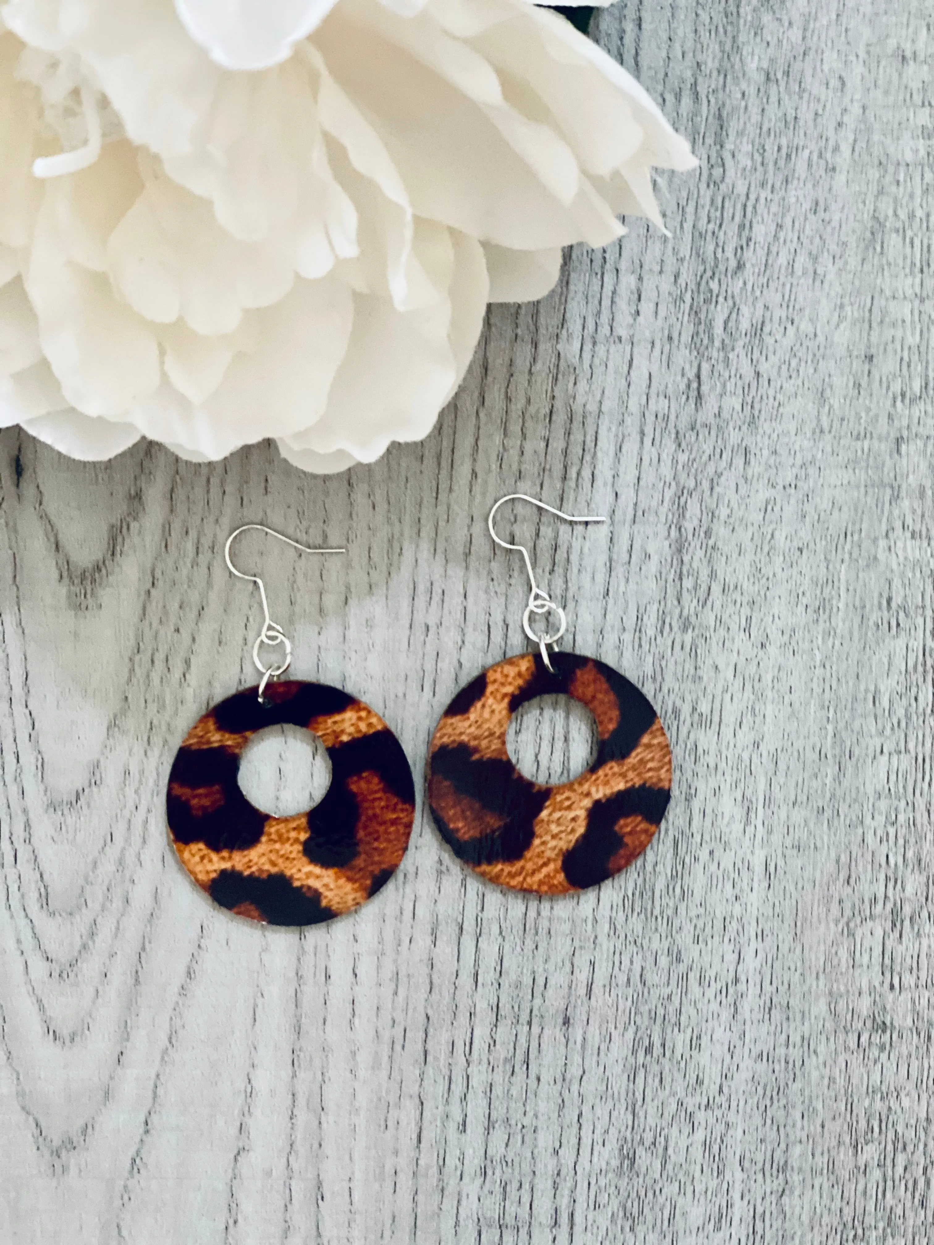 Leopard Wooden Earrings