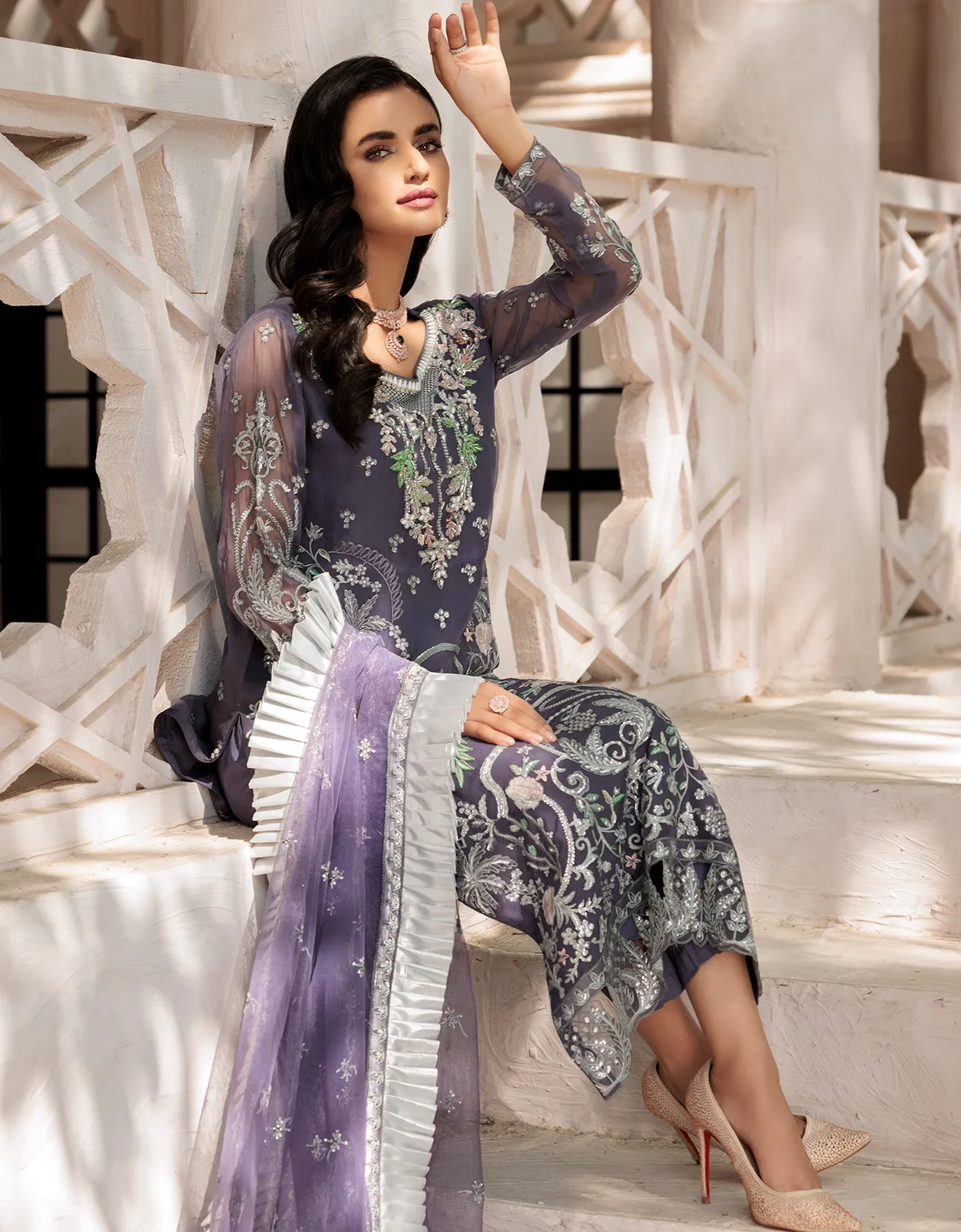 LF 502  | Emaan Adeel Le Festa Premium Collection 2022 Vol-5 |  Unstitched Embroidered Organza Suit