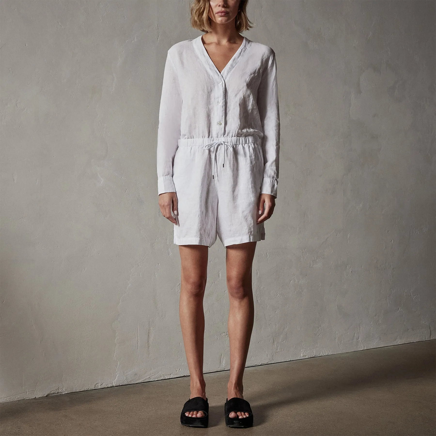 Lightweight Linen Romper - White