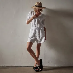 Lightweight Linen Romper - White