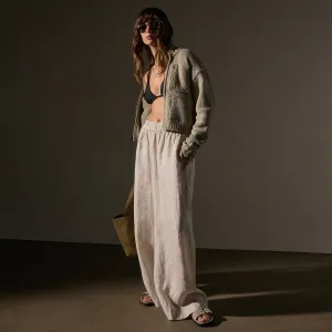 Lightweight Linen Wide Leg Pant - Salt Pigment