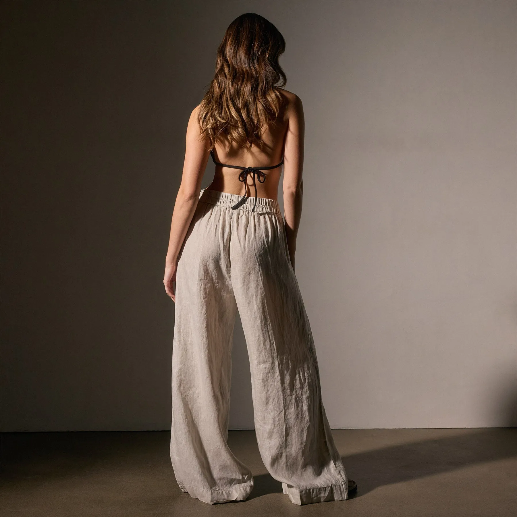 Lightweight Linen Wide Leg Pant - Salt Pigment