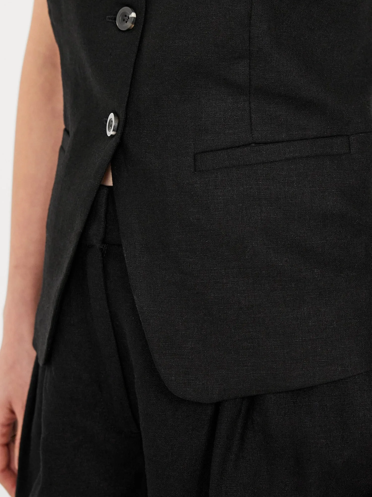 Linen-Blend Button-Front Vest