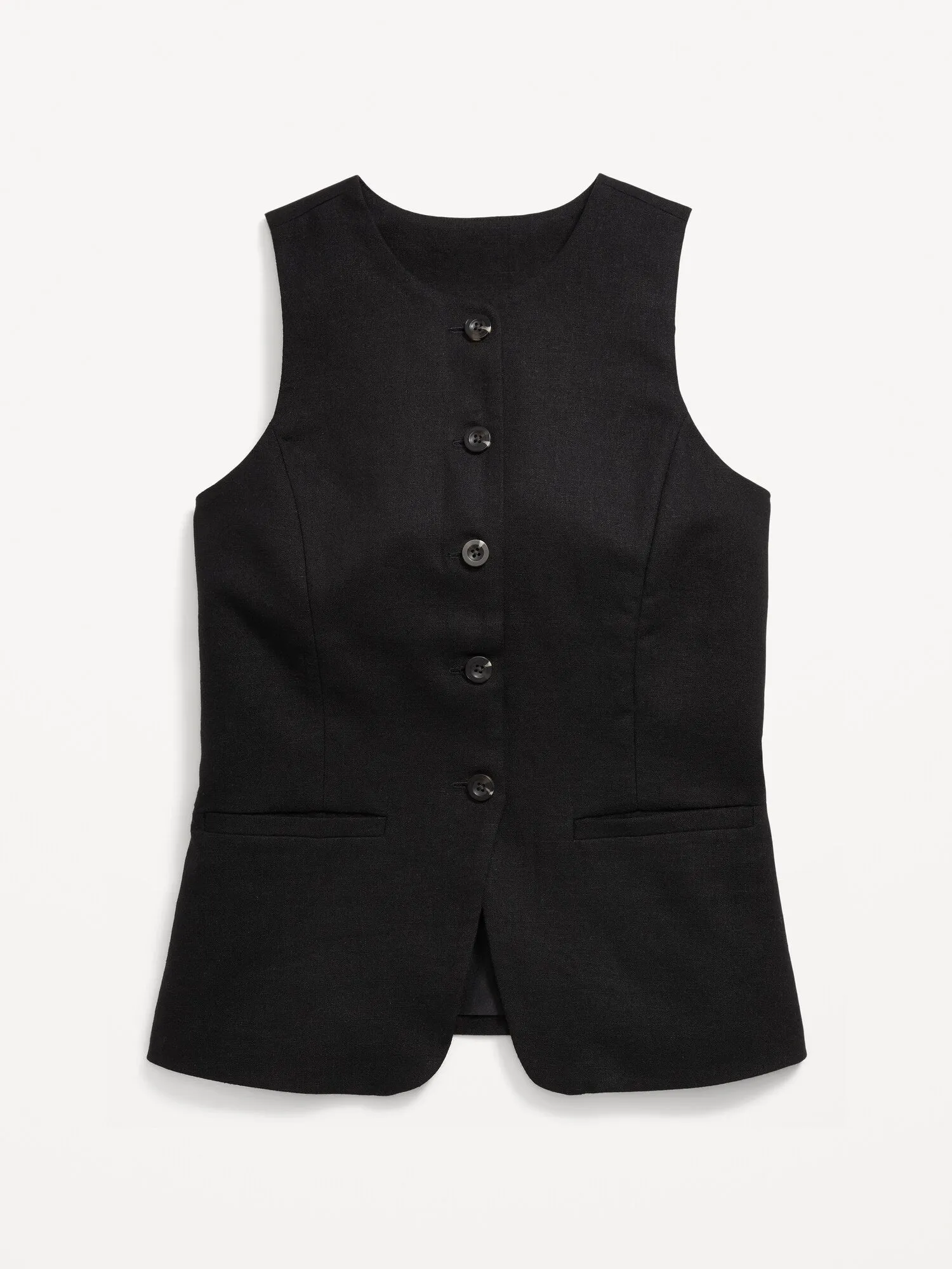 Linen-Blend Button-Front Vest