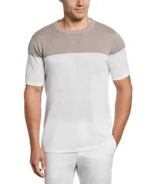 Linen Blend Color Block Tee
