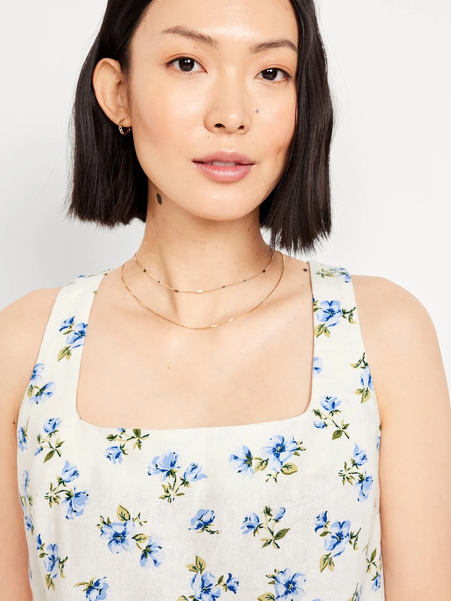 Linen-Blend Crop Top