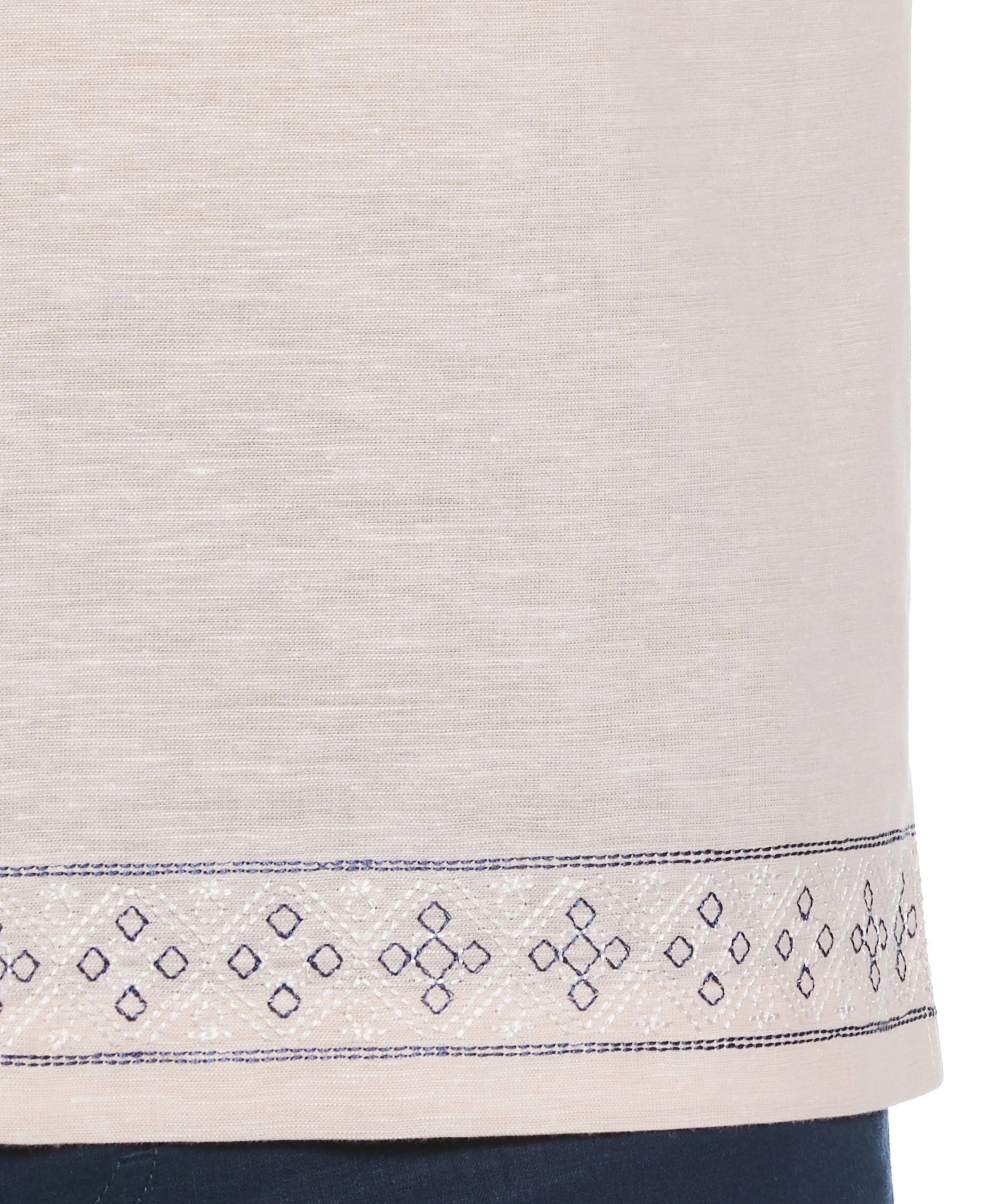 Linen Blend Embroidered Border Shirt