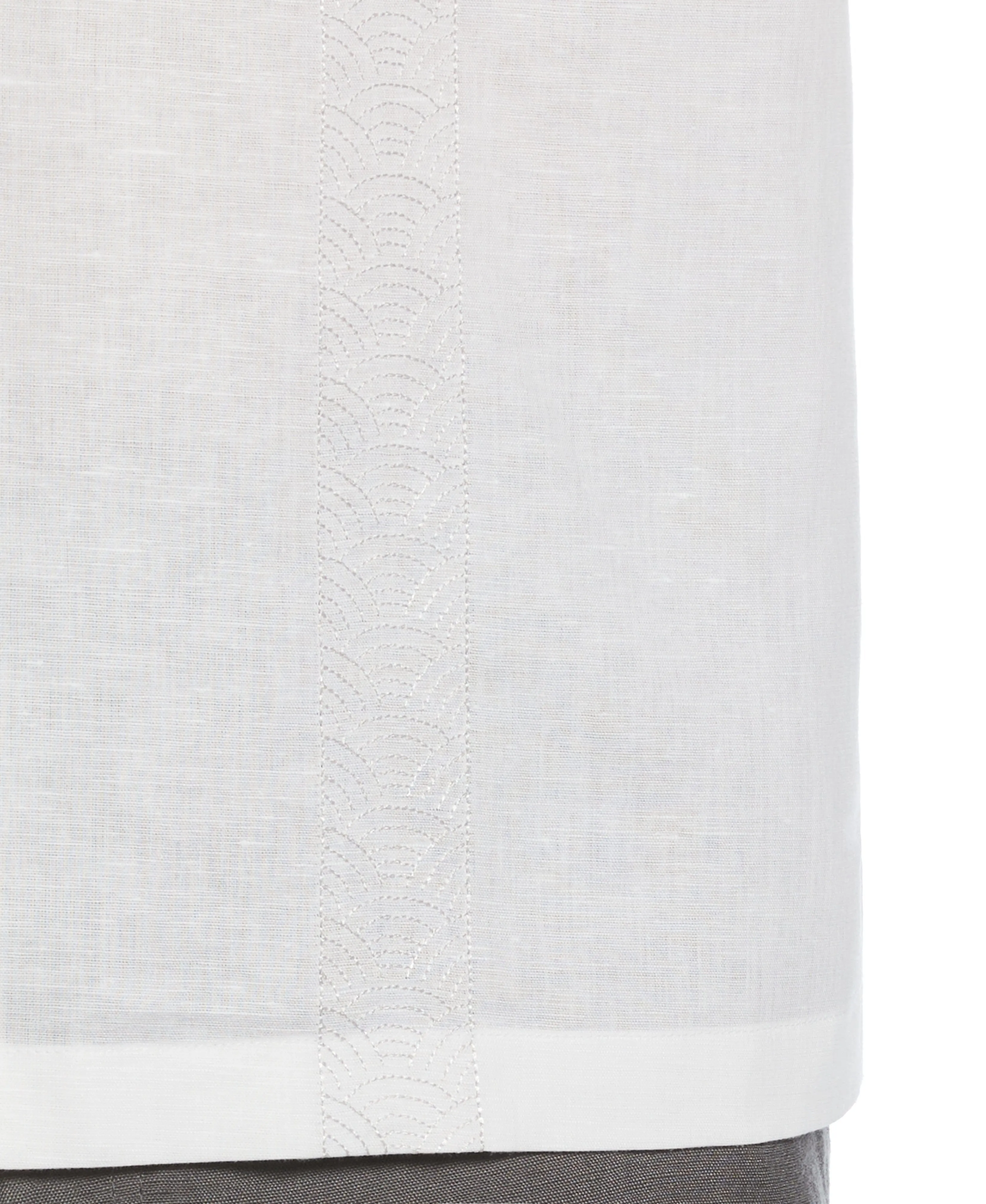 Linen Blend Embroidered Contrast Wave Panel Shirt