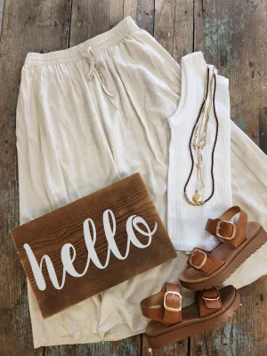 Linen Blend Midi Skirt