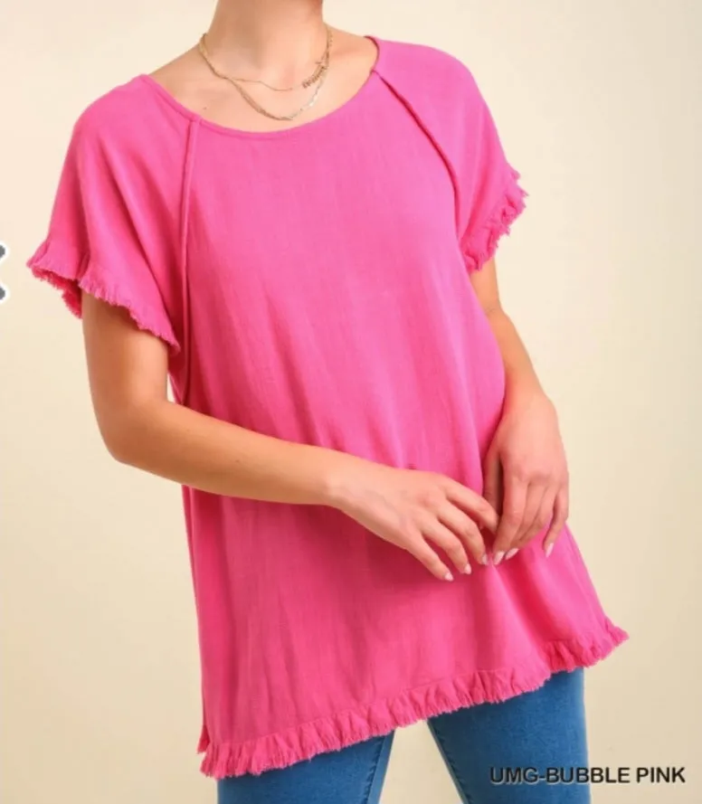 Linen Blend Pintuck Top