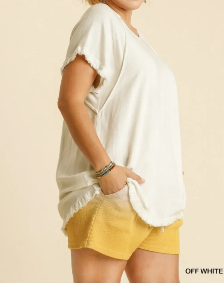 Linen Blend Pintuck Top