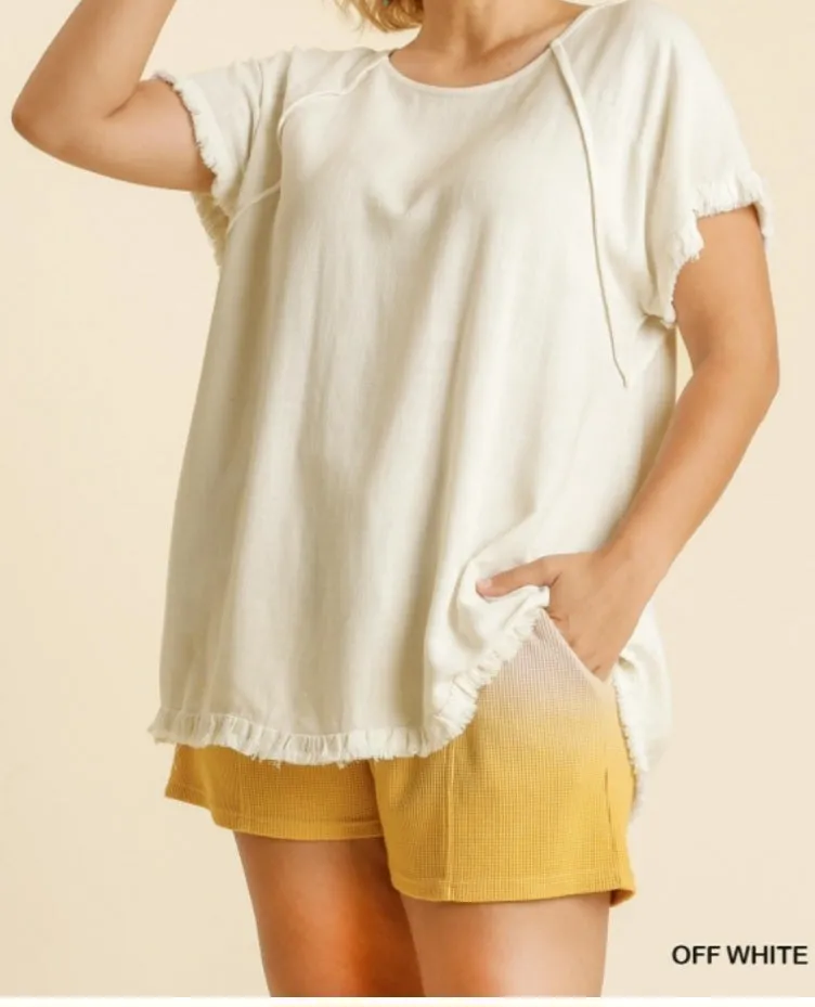 Linen Blend Pintuck Top
