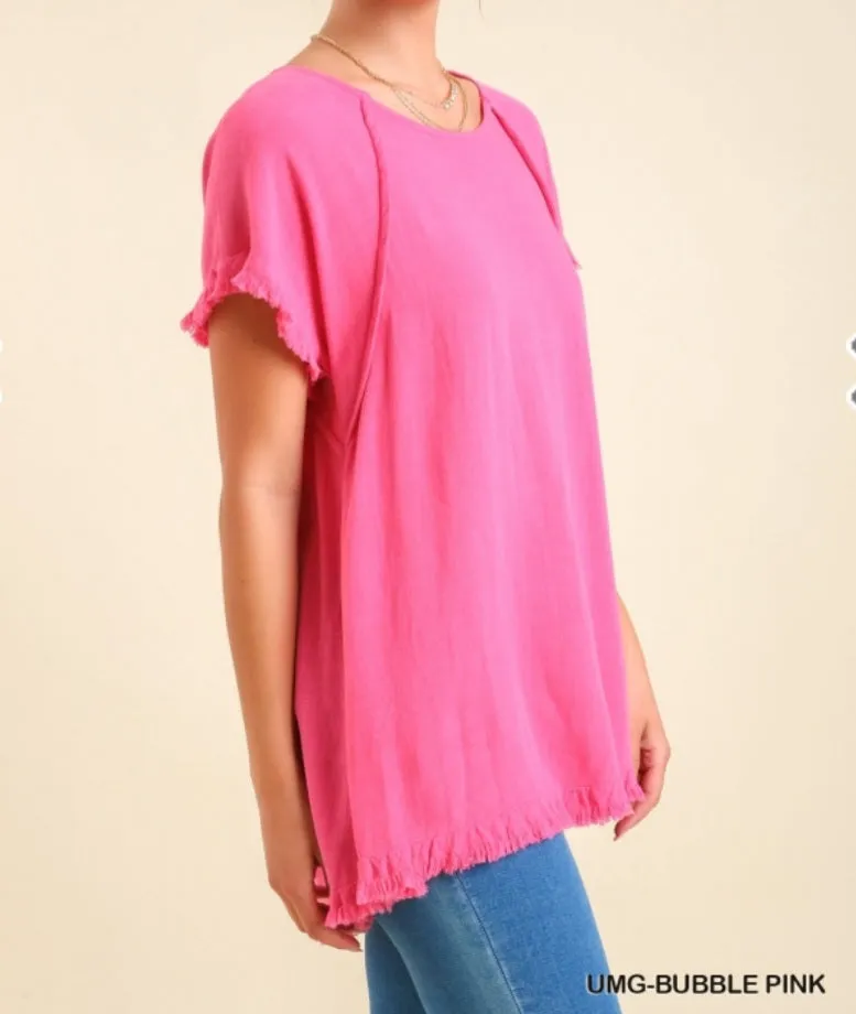 Linen Blend Pintuck Top