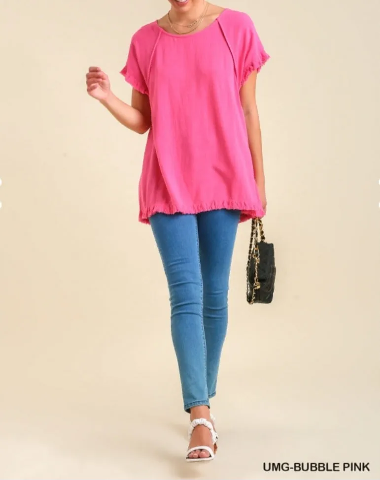 Linen Blend Pintuck Top