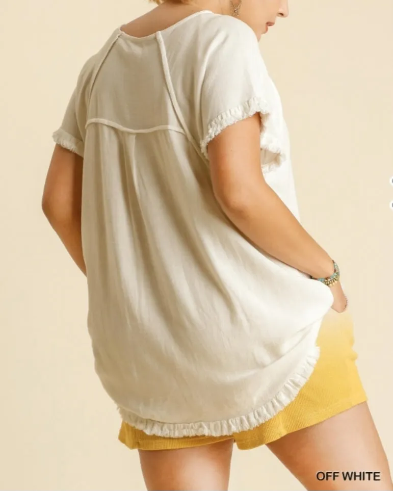 Linen Blend Pintuck Top