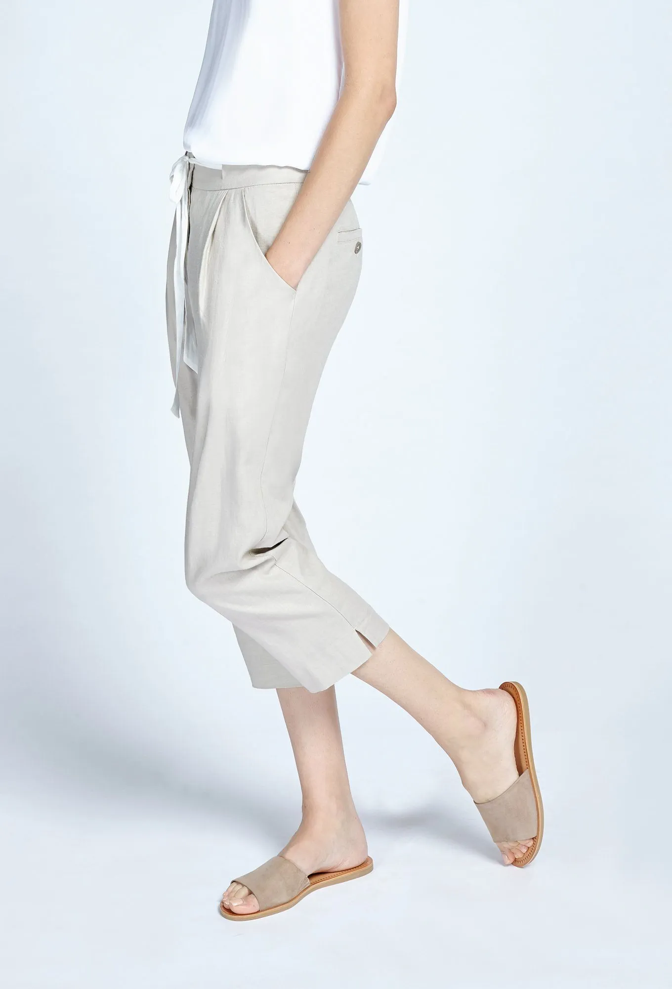 Linen Blend Tapered Trouser Pant