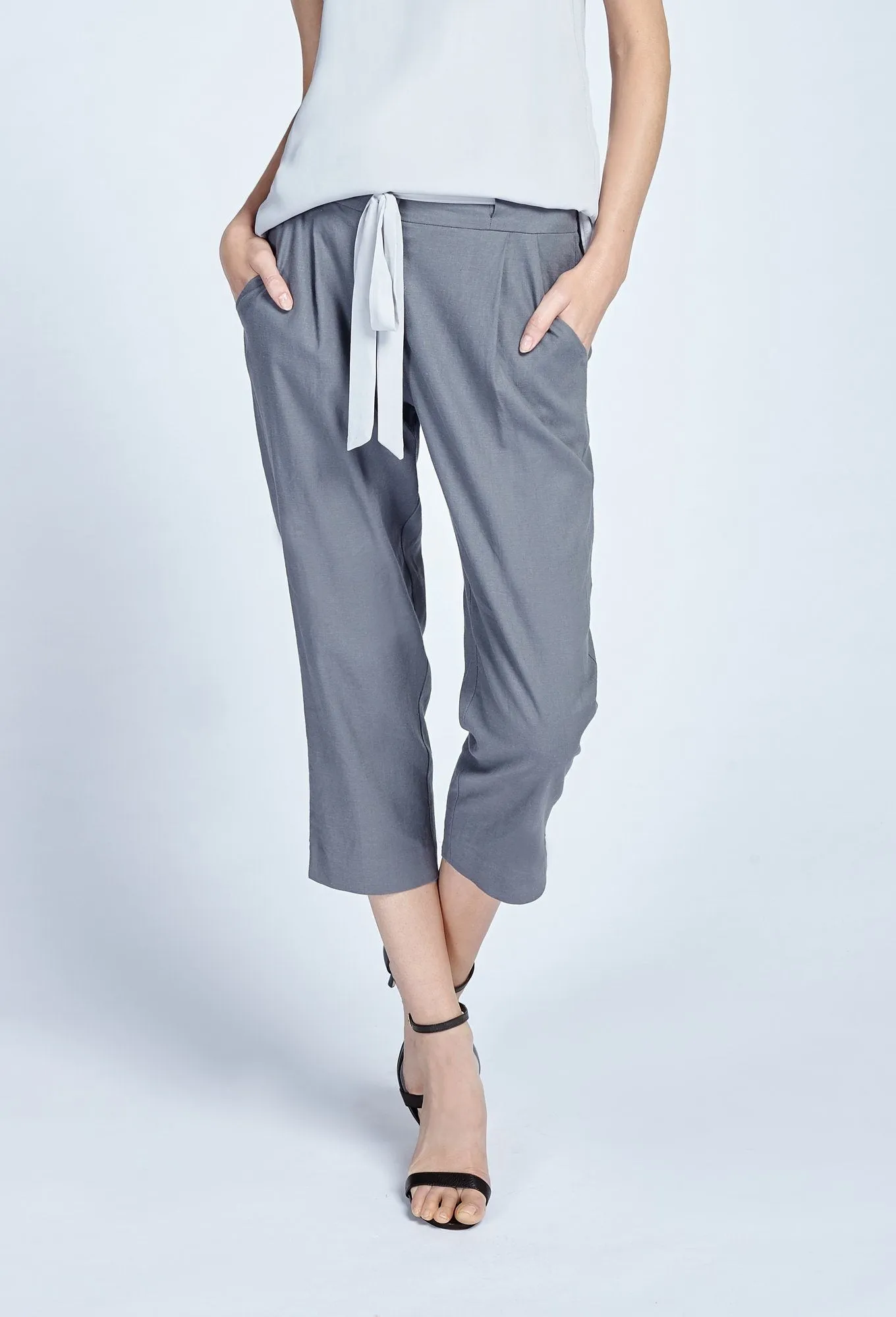 Linen Blend Tapered Trouser Pant