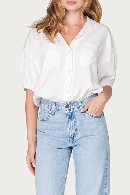 LINEN-BLEND THONG BODYSUIT
