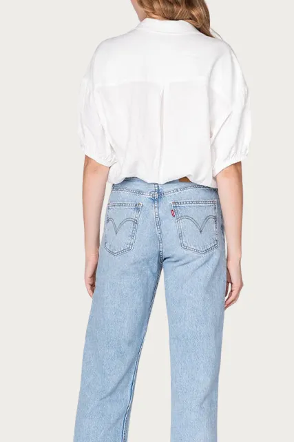LINEN-BLEND THONG BODYSUIT