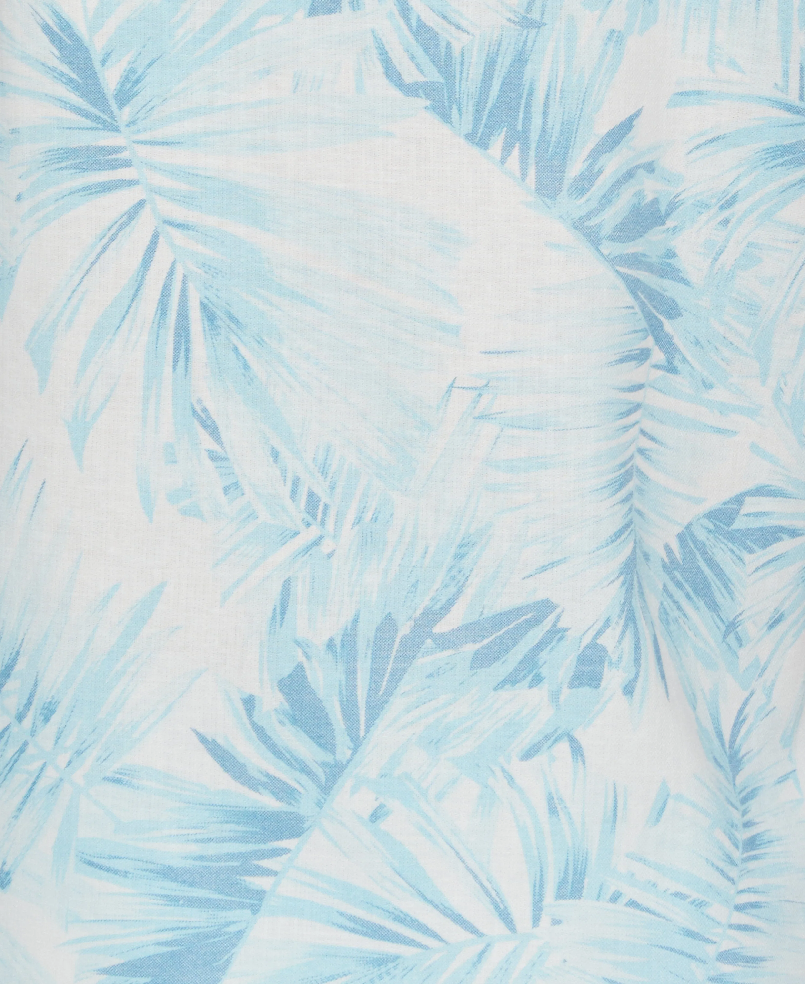 Linen Blend Tropical Palm Print Shirt
