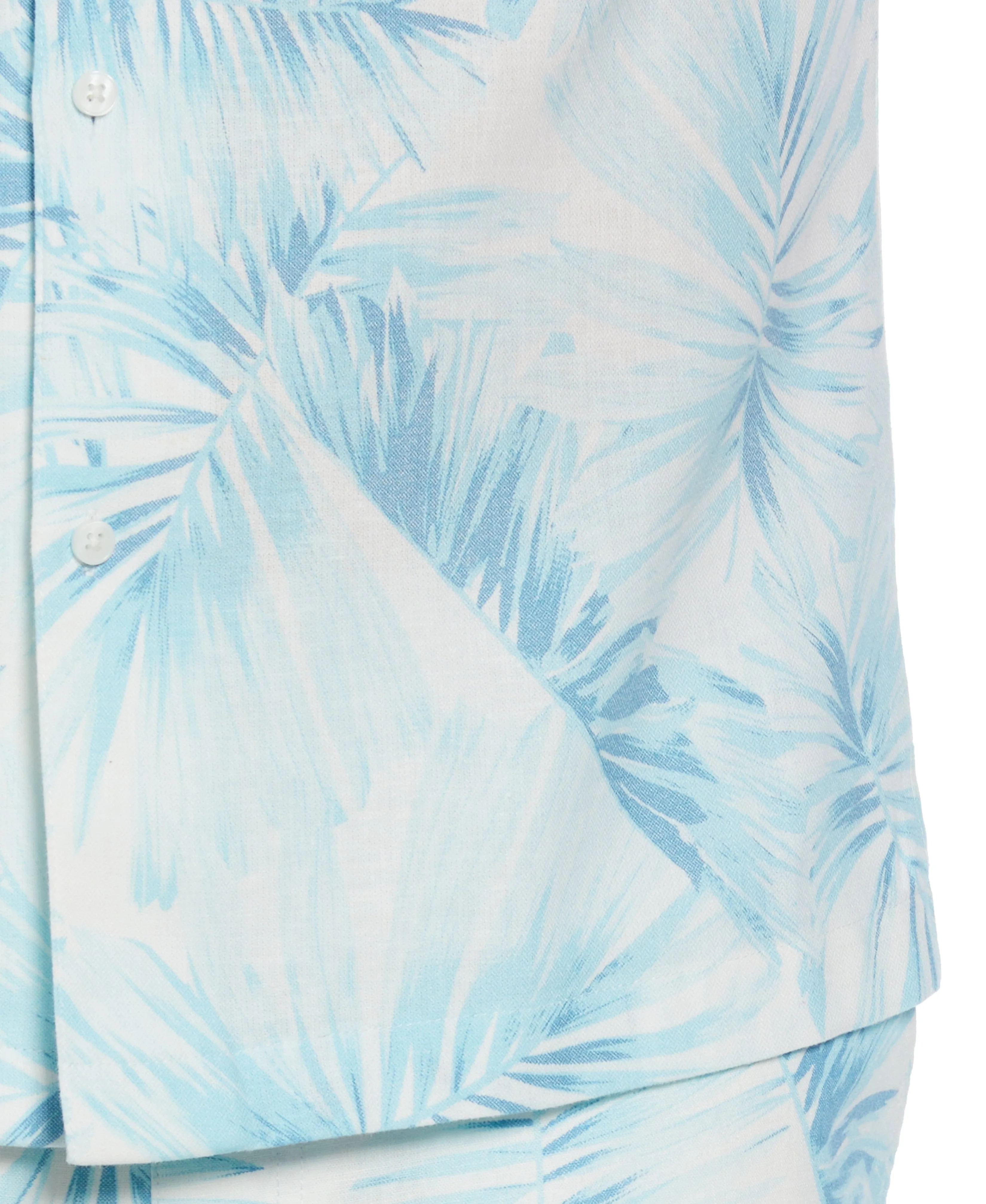 Linen Blend Tropical Palm Print Shirt