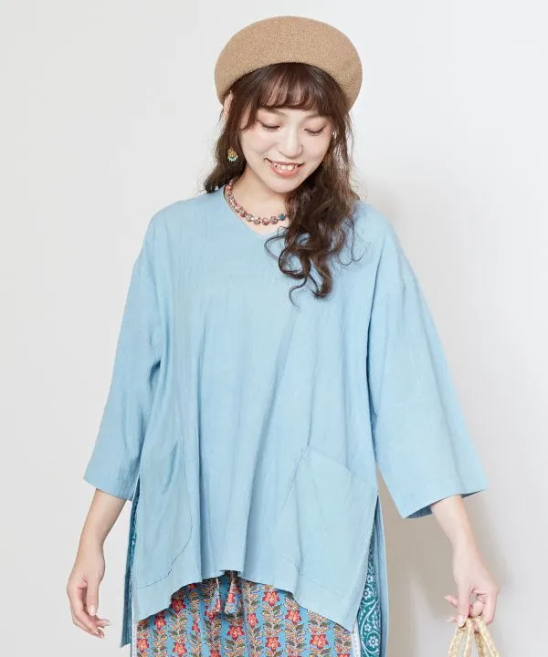 Linen Blend V-Neck Effortless Top
