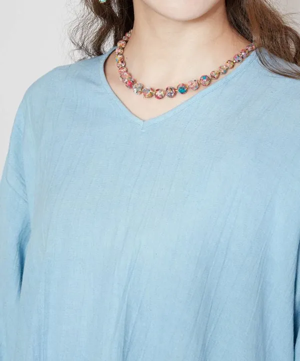 Linen Blend V-Neck Effortless Top