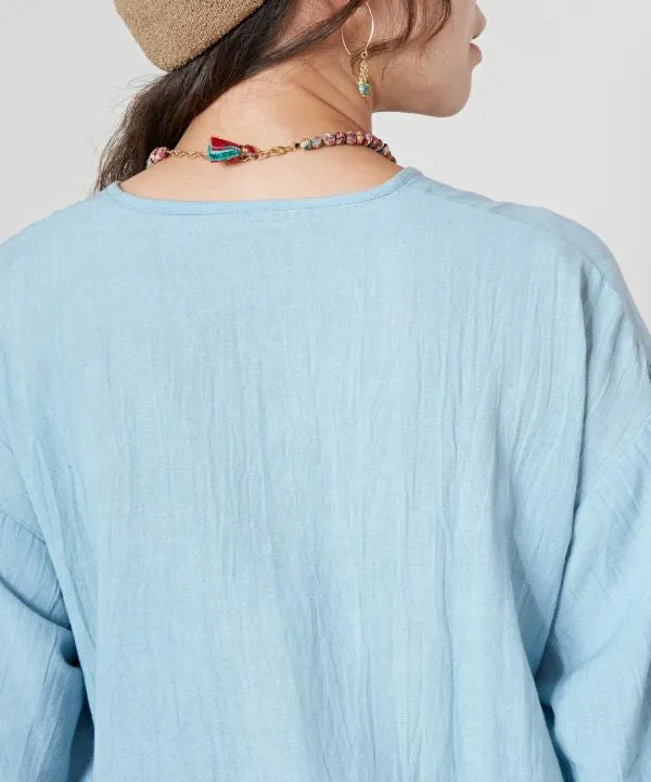 Linen Blend V-Neck Effortless Top