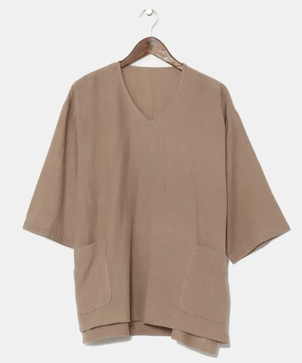 Linen Blend V-Neck Effortless Top