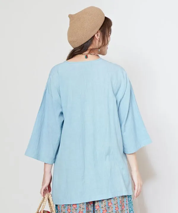 Linen Blend V-Neck Effortless Top