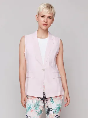 Linen Blend Vest - Petal