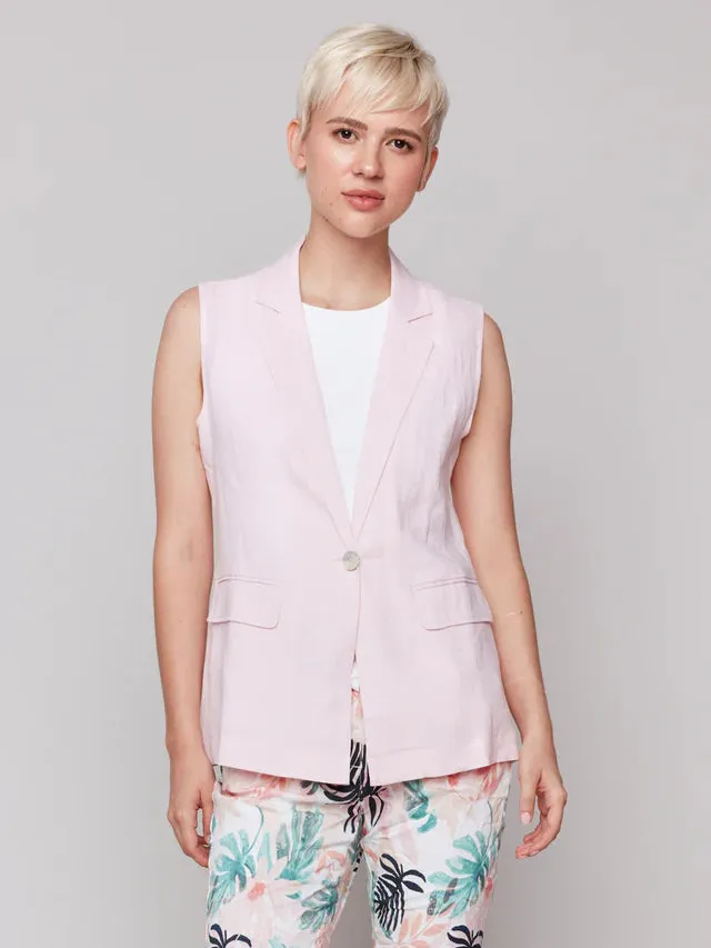 Linen Blend Vest - Petal