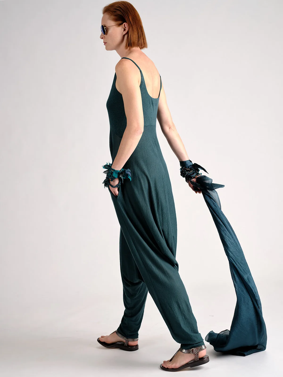 Linen Jersey Drop Crotch Jumpsuit