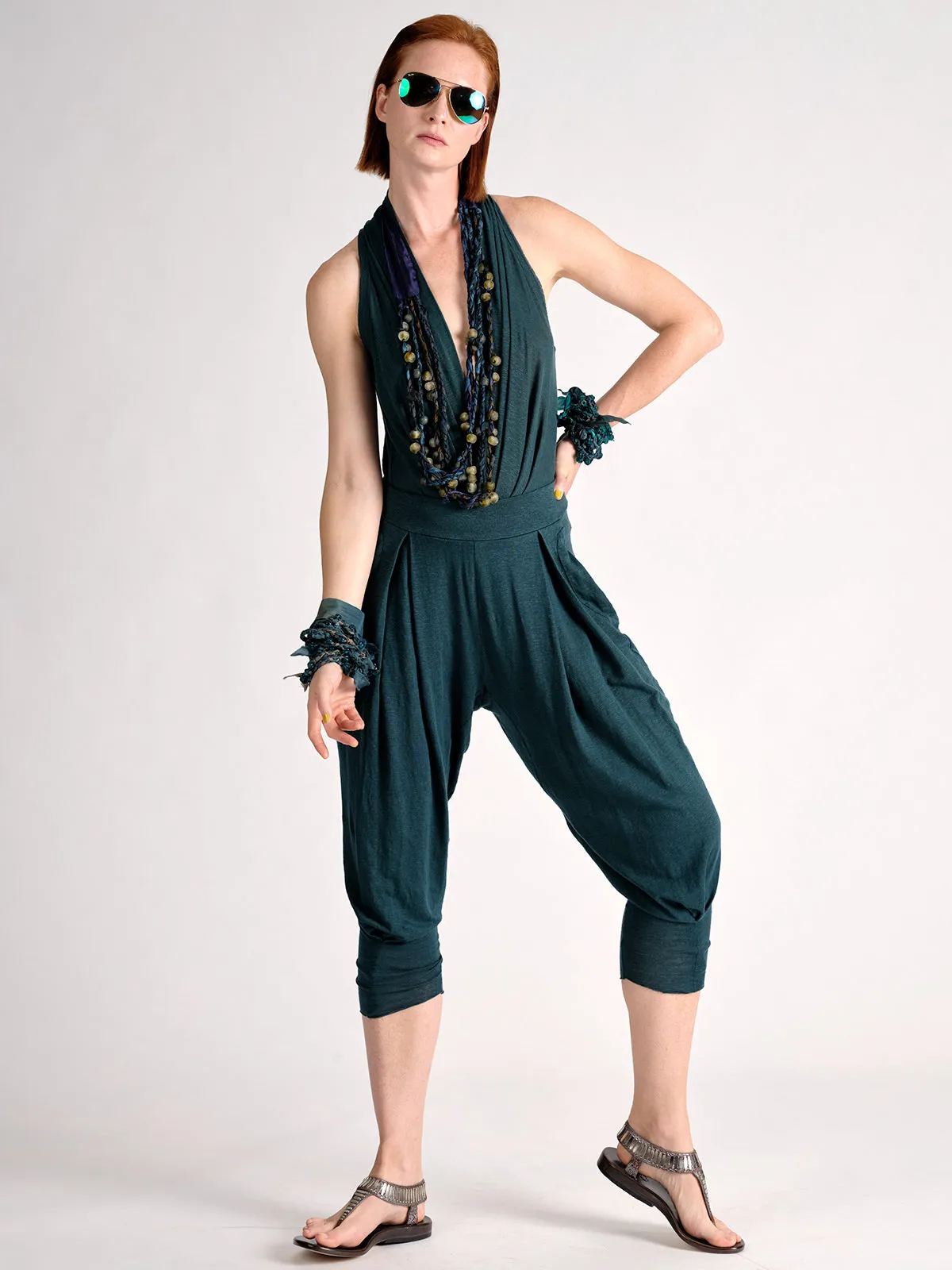 Linen Jersey V Neck Bodysuit