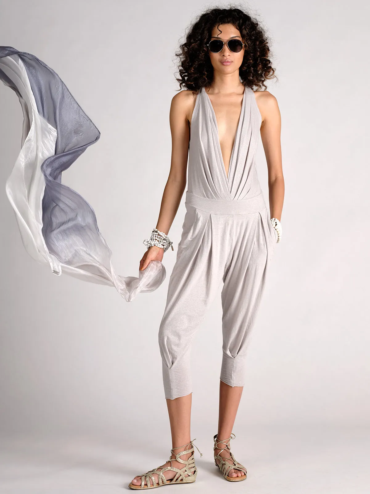 Linen Jersey V Neck Bodysuit