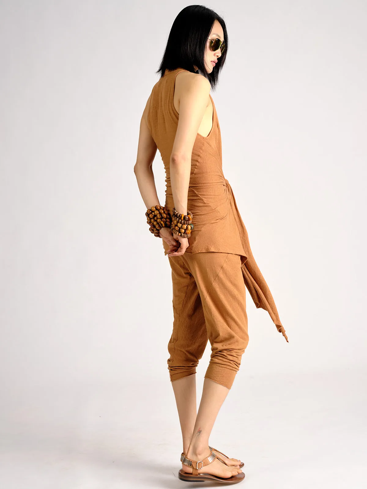 Linen Jersey Wrap and Tie Jumpsuit