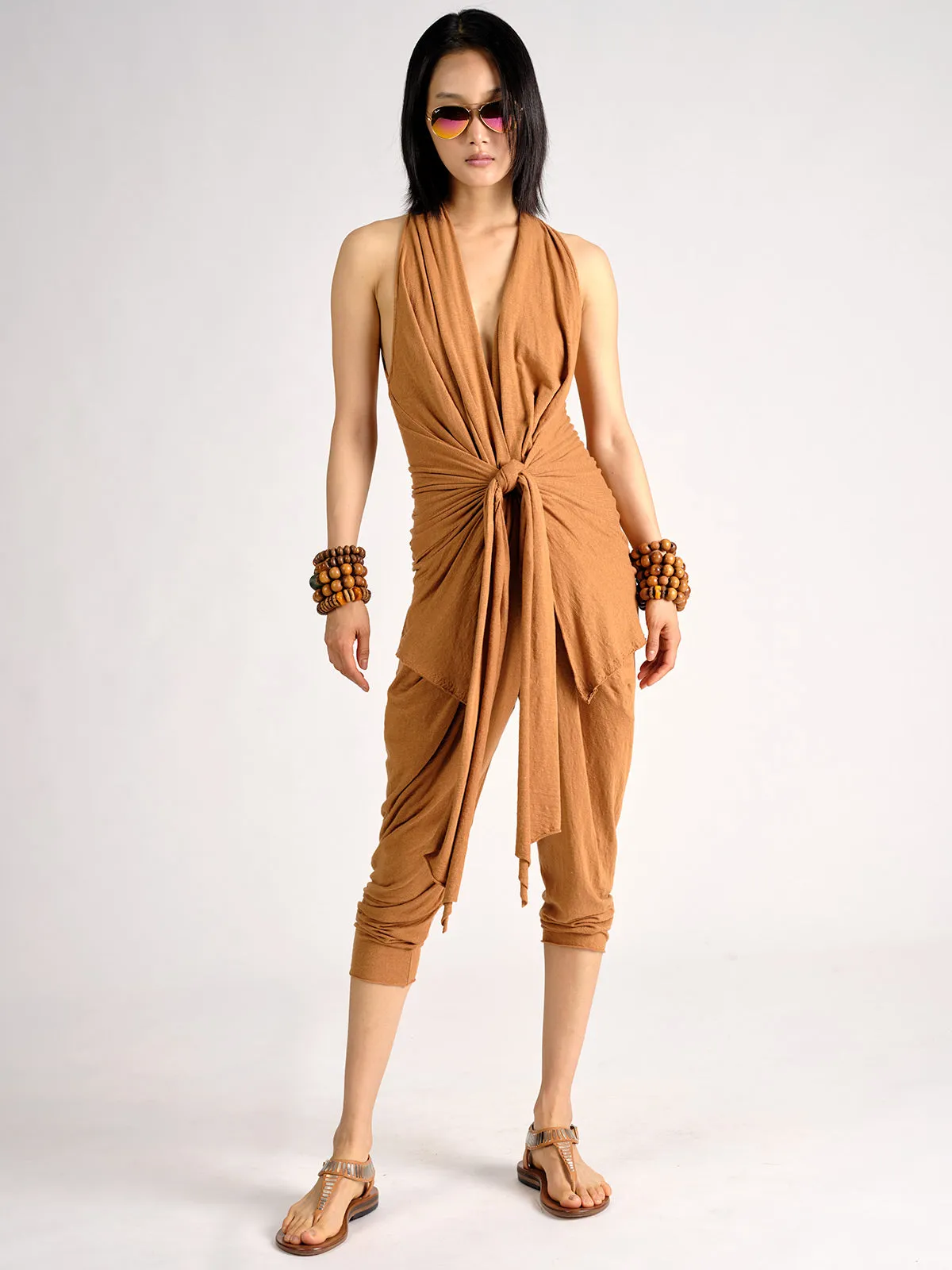 Linen Jersey Wrap and Tie Jumpsuit