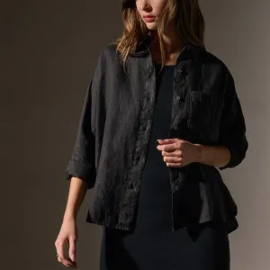 Linen Oversized Shirt - Black