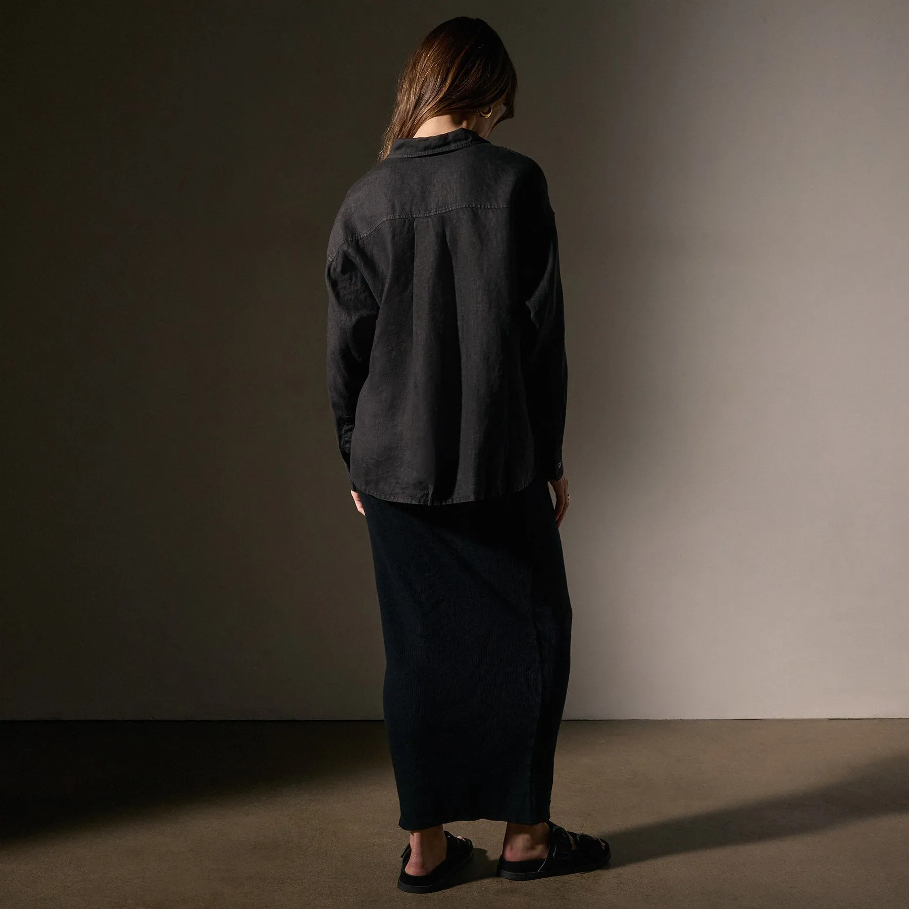 Linen Oversized Shirt - Black
