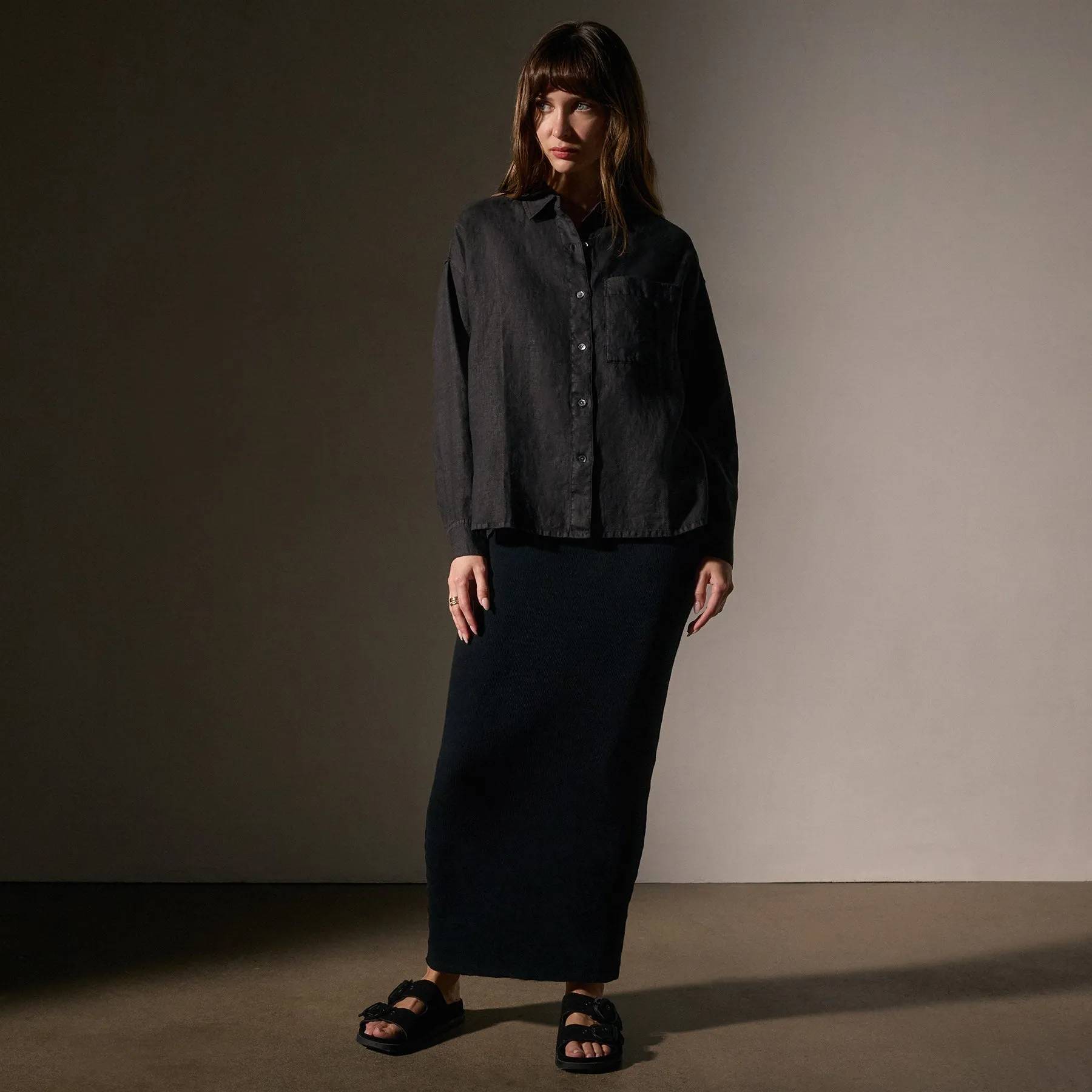 Linen Oversized Shirt - Black