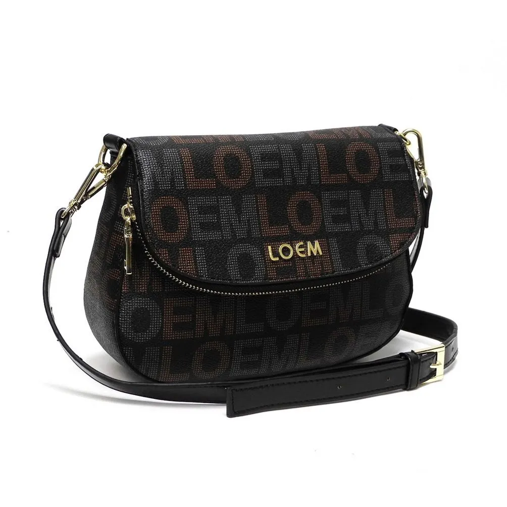 LOEM cream white signature Print cross-body shoulder Bag pouch pockets beige