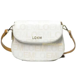 LOEM cream white signature Print cross-body shoulder Bag pouch pockets beige