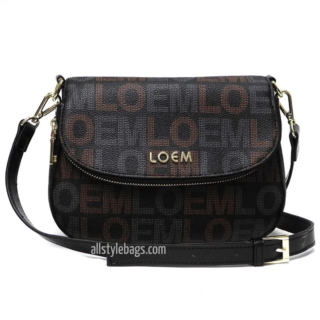 LOEM cream white signature Print cross-body shoulder Bag pouch pockets beige