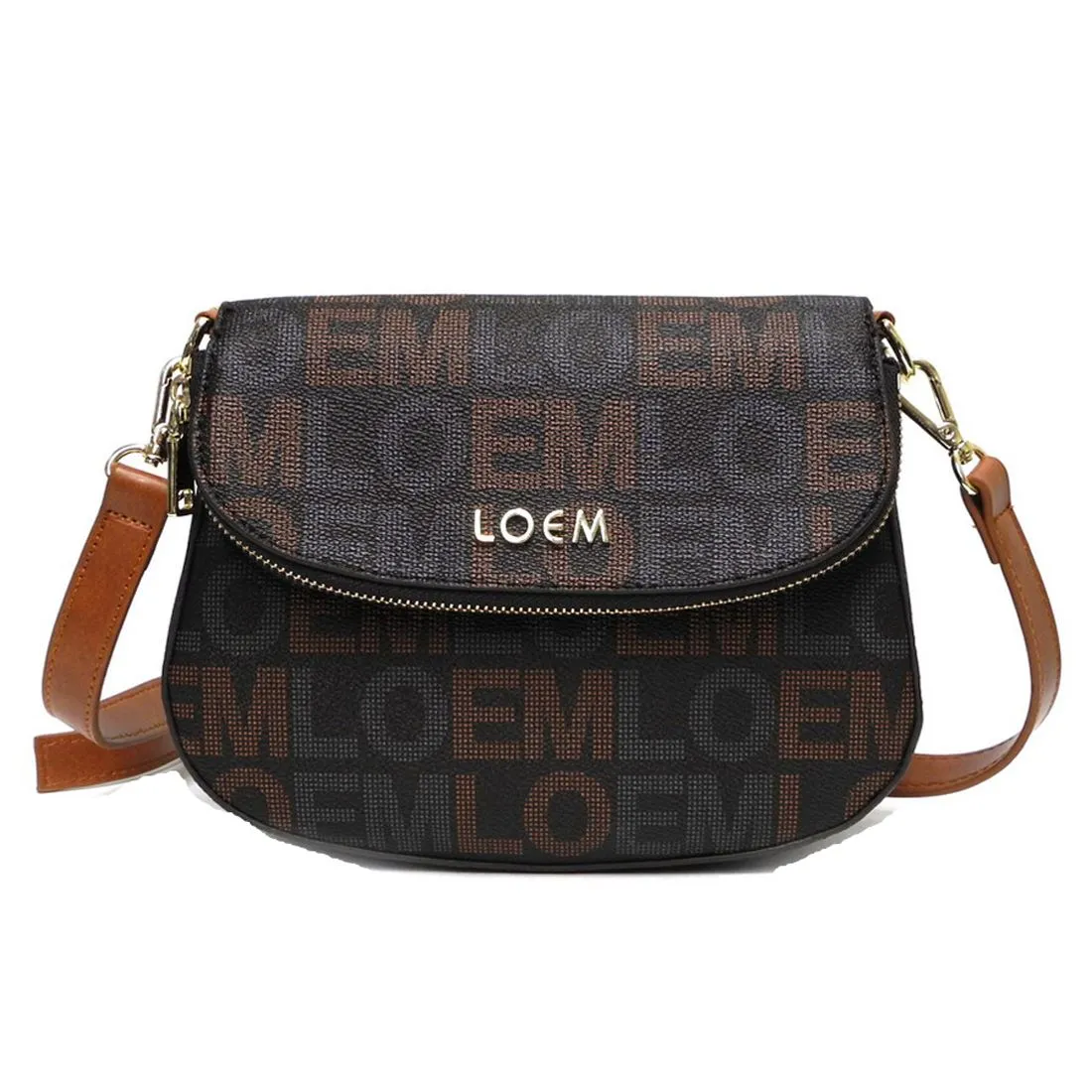 LOEM cream white signature Print cross-body shoulder Bag pouch pockets beige