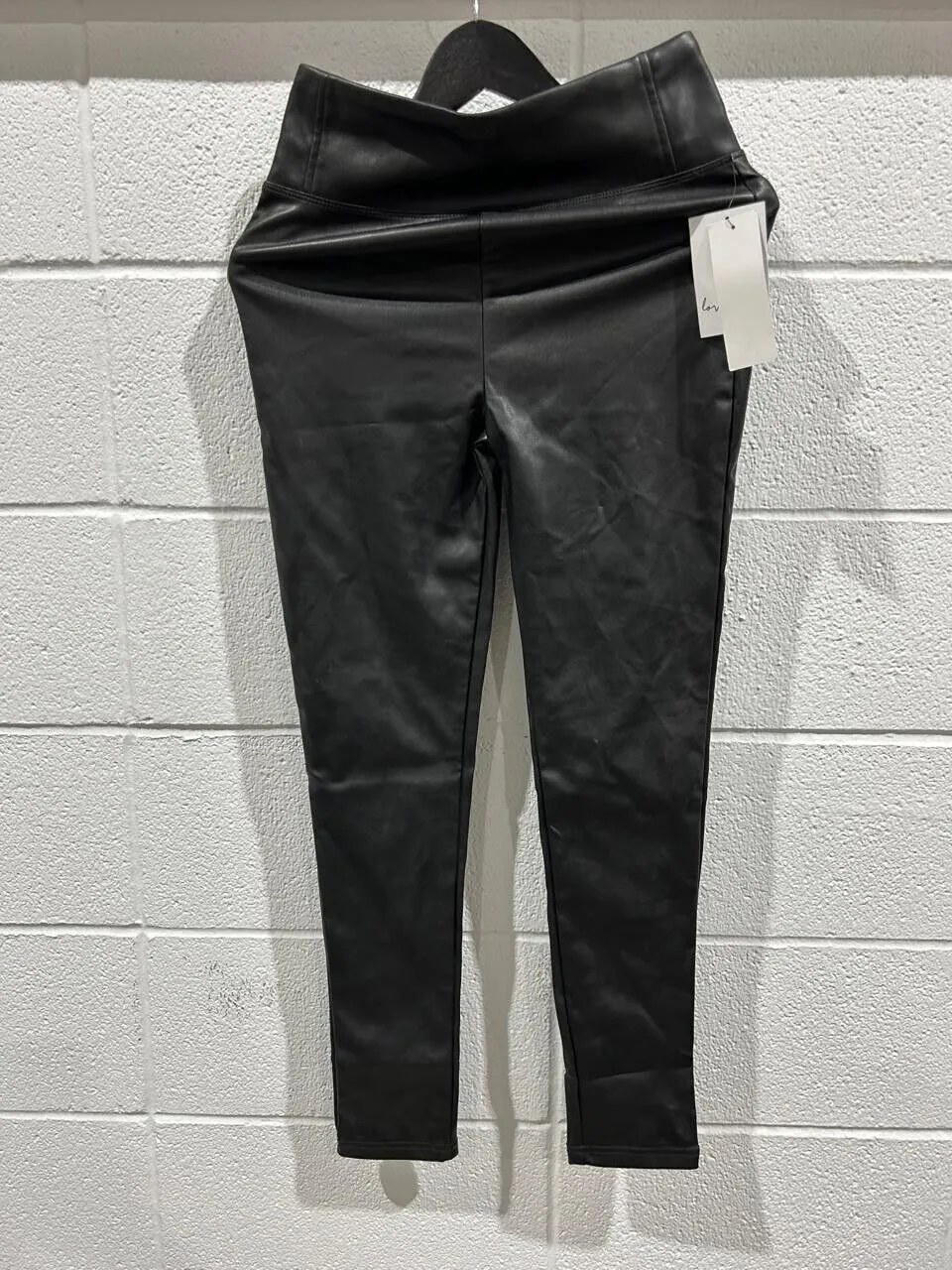 Love, Fire Women's Black Faux Leather Leggings Skinny Fit