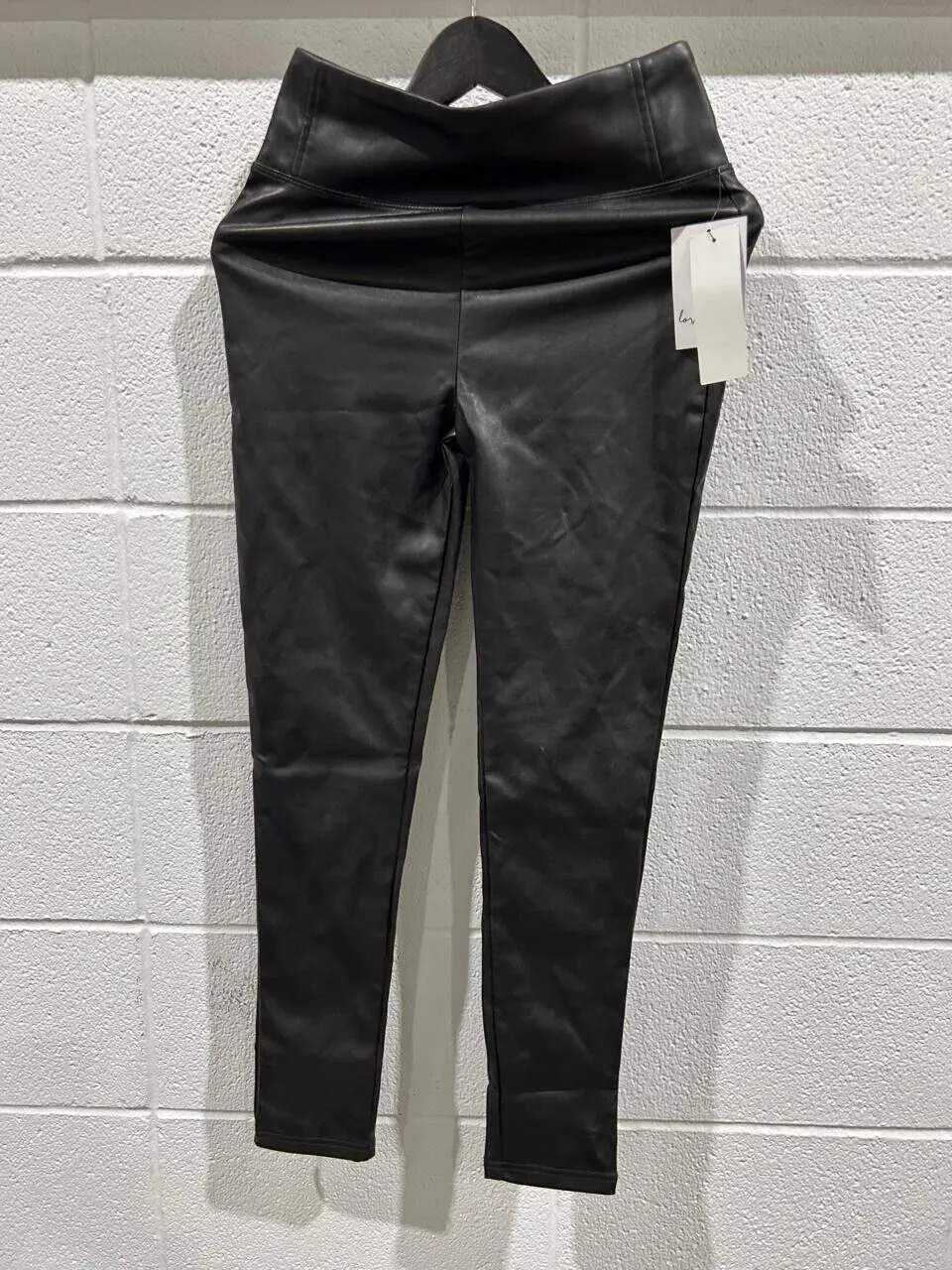 Love, Fire Women's Black Faux Leather Leggings Skinny Fit