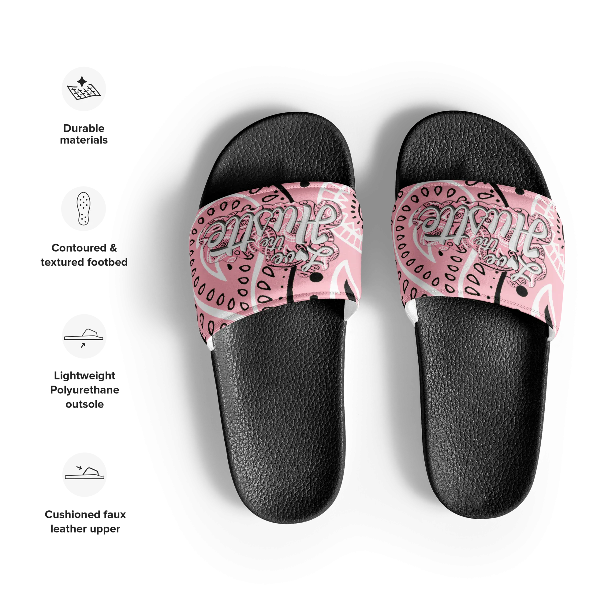 Love The Hustle™ Bandana Women's Slides, Light Pink Tops
